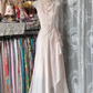 Light pink sleeveless satin waist slim maxi ball gown R6138