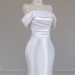 White satin off-the-shoulder fitted waist bodycon sexy long ball gown/bridal dress R8258