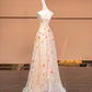 Light pink fitted floral print long ball gown, bridal dress R8493