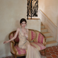 Light apricot halter neck fitted waist slim fishtail skirt long ball gown R8650