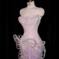 Light purple strapless fitted long ball gown R8924