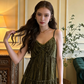 Dark green halter-neck long ball gown R8834