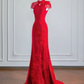 Red Chinese-style neckline, fitted waist, slimming and sexy long ball gown R8151