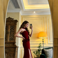 Red strapless, fitted waist, bodycon, sexy long ball gown/bridal dress R8590