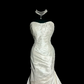 White strapless, fitted waist, pleated hip-hugging sexy long ball gown R6658