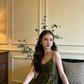 Dark green halter-neck long ball gown R8834