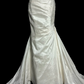 White strapless, fitted waist, pleated hip-hugging sexy long ball gown R6658