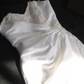 White strapless lace dress, classic fitted waist, elegant long ball gown R6738