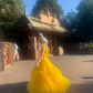 Yellow one-shoulder fitted waist long ball gown/bridal dress R8560