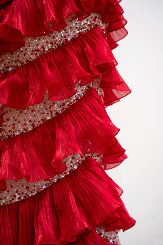 Red strapless fitted long ball gown/bridal dress R8894