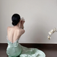 Light green strapless, waist‑cinching, slim‑fit, bodycon sexy long ball gown R8003