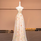 Light pink fitted floral print long ball gown, bridal dress R8493
