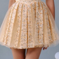 Orange floral halter waist slim pleated skirt homecoming dress R4719