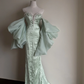 Light green strapless, waist‑cinching, slim‑fit, bodycon sexy long ball gown R8003