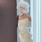 White tube top waist slim fit satin sexy long dress bridal gown R6039