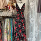 Vintage rose-patterned fitted long ball gown R7456