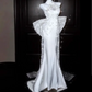 White Halterneck Fitted-Waist Slim-Fit Hip-Hugging Mermaid-Length Prom Dress R6498