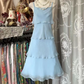Light blue halter-neck, fitted midi ball gown R7884