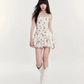 Floral halter waist pleated bud skirt homecoming dress R5228