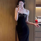 Sexy hot girl lace tube top suspender dress 2025 royal sister waist evening dress R1229