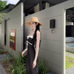 Temperament lace polka dot one-shoulder tube top dress with slim waist and hip-hugging long skirt R0581