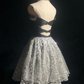Elegant Sliver Sequin A-Line Sweetheart Corset Mini Prom Dress Homecoming Dress RS421