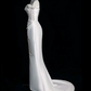 Elegant White Mermaid Bateau with Beading Long Wedding Dress RS134