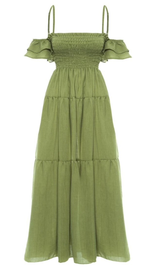 Bud Green Fresh Prom Gown , Chiffon Flowy  Bodycon Maxi Summer Dress RS1549