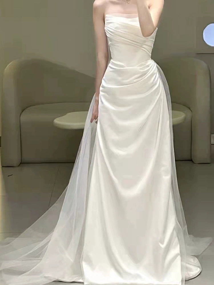 Off Shoulder Long Sleeves Wedding Dresses Long Bridal Gown      S7216