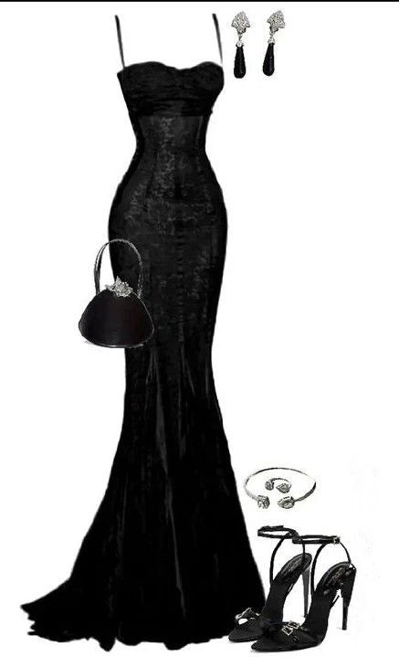 Elegant Mermaid Spaghetti Straps Black Lace Long Prom Dress     S7204