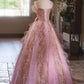 A Line Pink Elegant Evening Gowns Off Shoulder Long Prom Dress     S7209