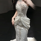 Elegant Light Ivory Mermaid Halter Long Women Dress with Embroidery Evening Dress Wedding Dress RS135