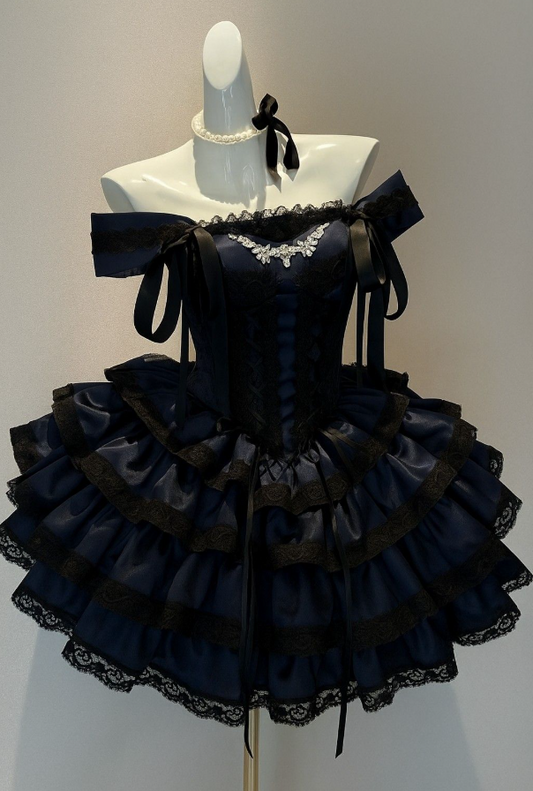 Black Elegant Homecoming Dress , Ruffled Silky Beaded Corset Short Prom Dress RS1597