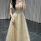 Dreamy Pastel Yellow Prom Gown , Flowy Tulle Embroidered Corset Maxi Birthday Dress RS1583