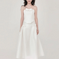 Minimalist White A-Line Strapless Long Women Dress with Bow-knot Evening Dress Professional Dress RS136