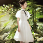 Minimalist White Homecoming Dress , Puff Sleeves Elegant Corset Short Prom Dress RS1599