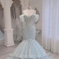 Dreamy Pale Blue Prom Gown , Tulle Floral Elegant Bodycon Maxi Evening Dress Celebrity Dress RS1625