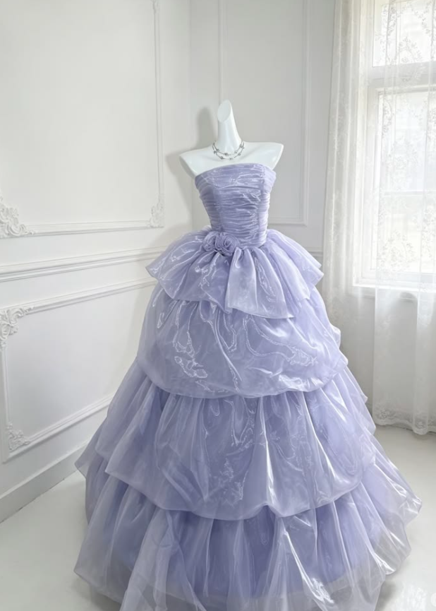 Purple Dreamy Prom Gown , Tulle Glitter Frilled Bodycon Maxi Evening Dress Celebrity Dress RS1627