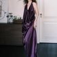 Sexy Purple Halter Long Women Dress with High-slit Casual Dress RS139