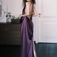 Sexy Purple Halter Long Women Dress with High-slit Casual Dress RS139