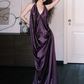 Sexy Purple Halter Long Women Dress with High-slit Casual Dress RS139