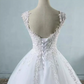 Charming White A-Line Spaghetti Straps Embroidered Corset Maxi Wedding Dress RS1686