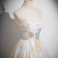 Sparkly Golden Prom Gown , Tulle Silky Maxi Evening Dress Cami Dress RS1637