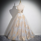Sparkly Golden Prom Gown , Tulle Silky Maxi Evening Dress Cami Dress RS1637