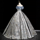 Sliver Gorgeous Prom Gown , Silky Satin Applique Maxi Quinceanera Dress Evening Dress RS1642