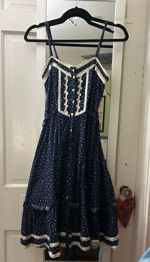 Navy Retro Homecoming Dress , Polka Dots Flowy Chiffon Short Prom Dress RS1660