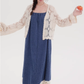 Denim suspender dress with cardigan two-piece suit new style beautiful western-style suit R2358