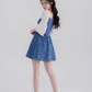 Summer new high waist skirt square neck denim dress design niche temperament sweet short skirt R4142