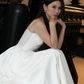 Minimalist French Chic White A-Line Spaghetti Straps Wedding Dress RS143