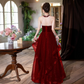 Burgundy Elegant Prom Gown , Tulle Glitter Sequins Corset Maxi Evening Dress RS1655